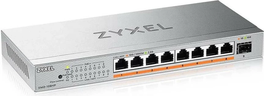 Switch Zyxel XMG-108HP-EU0101F, 8 porte 2.5G, PoE, slot SFP+ 10G