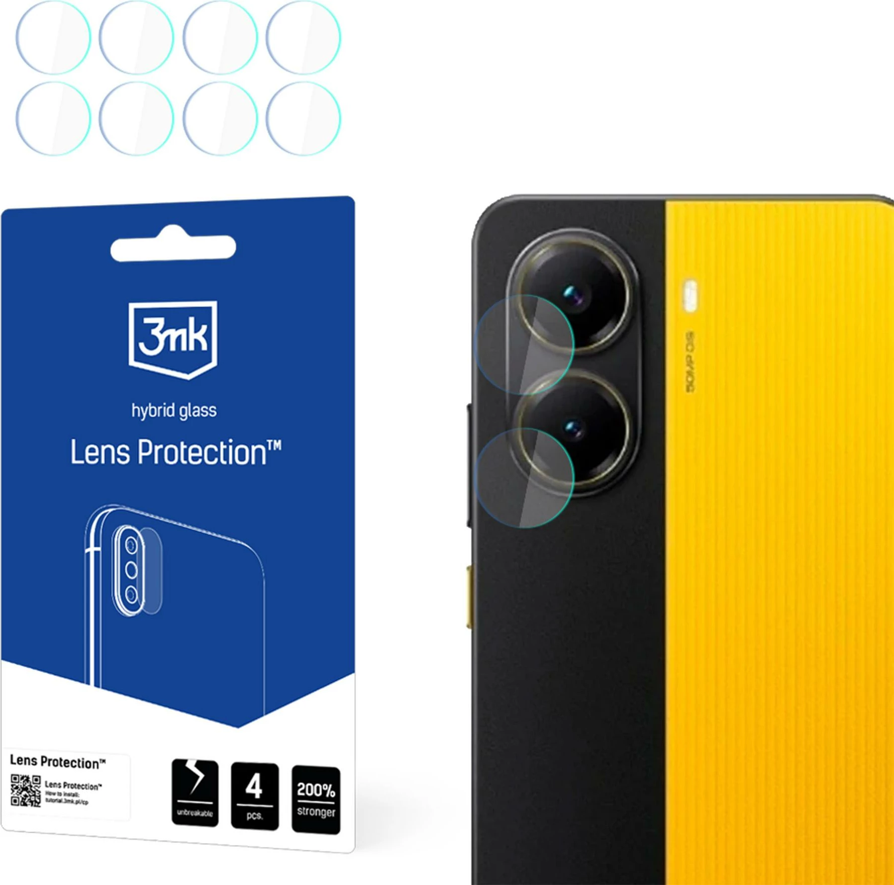 Xham mbrojtës për lente kamere 3mk Protection për Xiaomi Poco X7 Pro, 4 copë