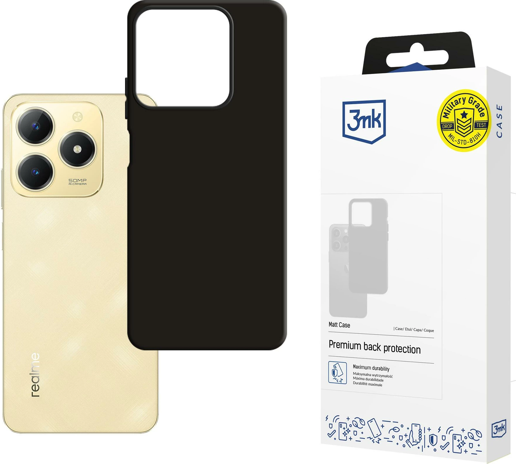 Mbështjellës 3mk Matt Case për Realme C61, i zi