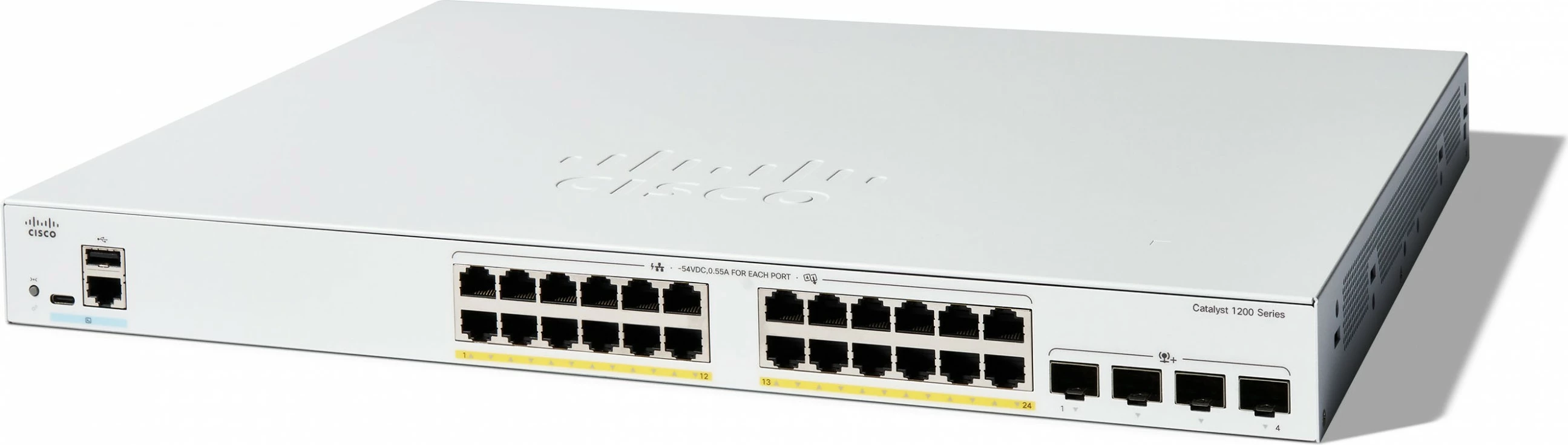 Switch Cisco Catalyst C1200-24FP-4X, 24 porta GE, PoE, 4x10GE SFP+, i bardhë