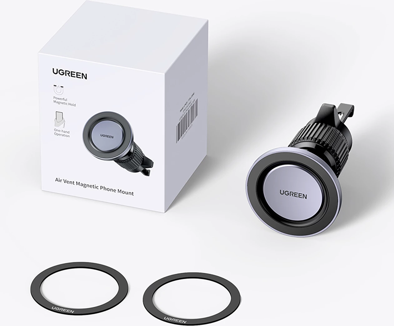 Mbajtës magnetik për celular Ugreen LP428 për ventilator të makinës, i zi