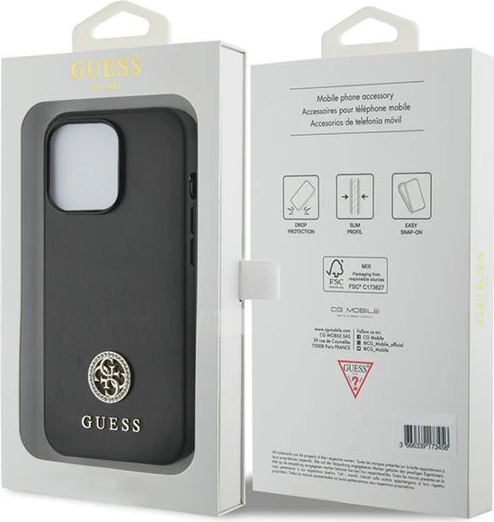 Mbështjellës Guess 4G Strass Metal Logo për iPhone 13 Pro 6.1", i zi