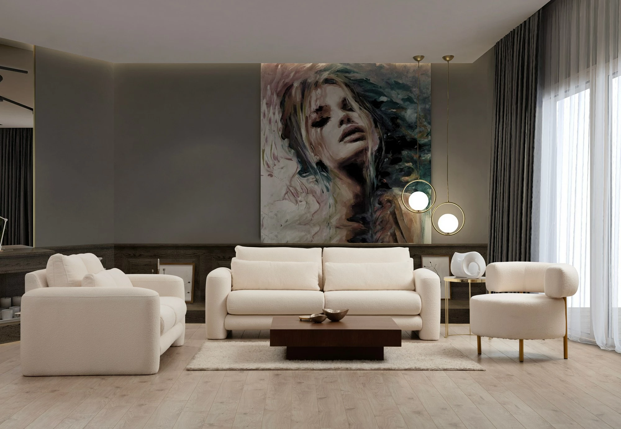 Divan dy ulëshe Atelier del Sofa, ngjyrë krem, Lily