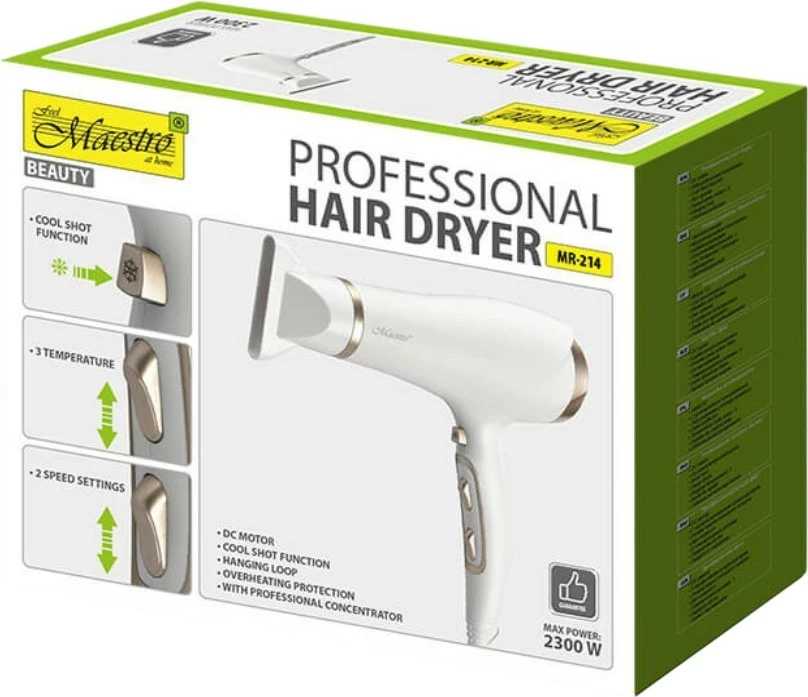 Tharëse flokësh Feel-Maestro MR-214, 2300W, Bardhë/Ari