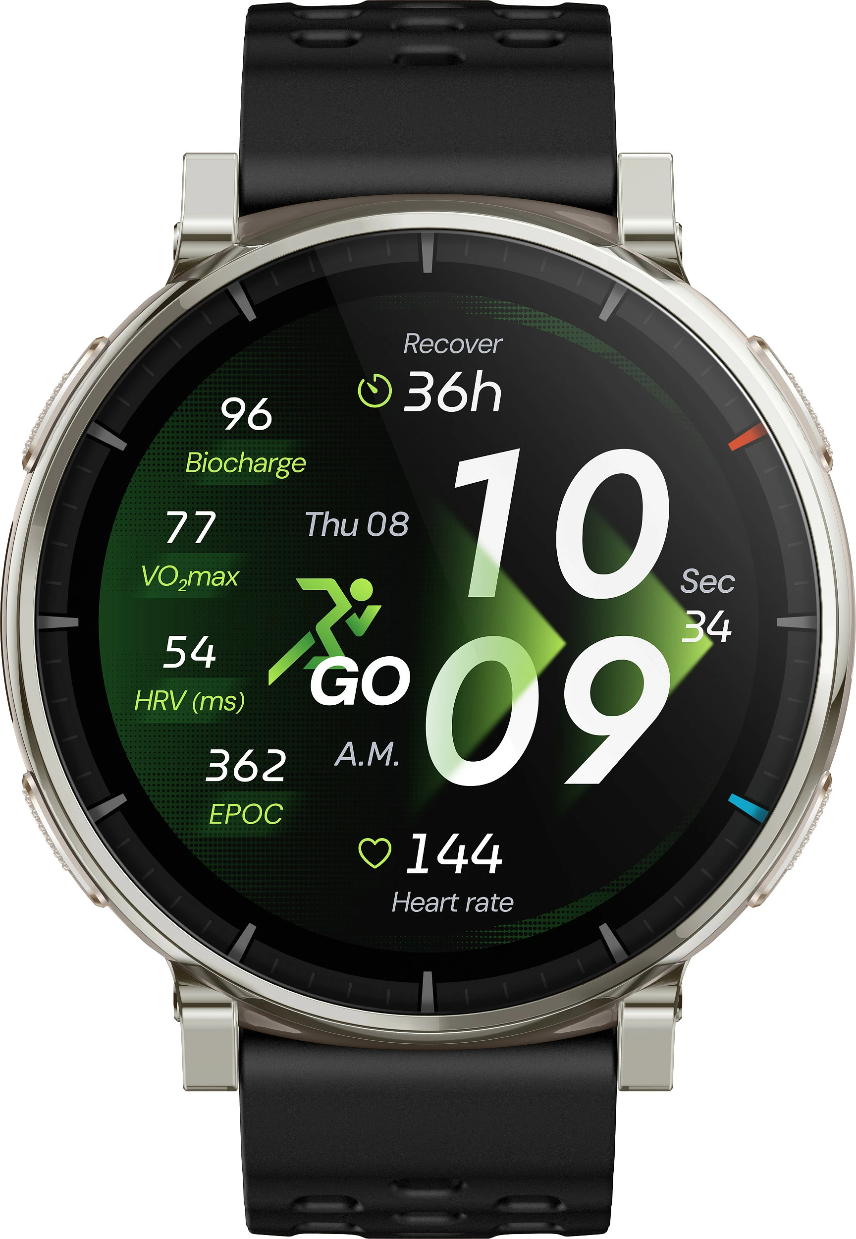 Smartwatch AMAZFIT Active 3 Premium, AMOLED 1.32 inç, NFC, GPS, 5 ATM, rrip i zi, kasë ari