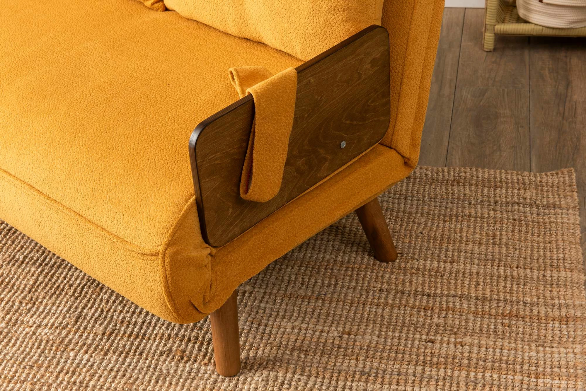 Divan-krevat dy vendësh, Cosmo, ngjyrë mustard, Atelier del Sofa