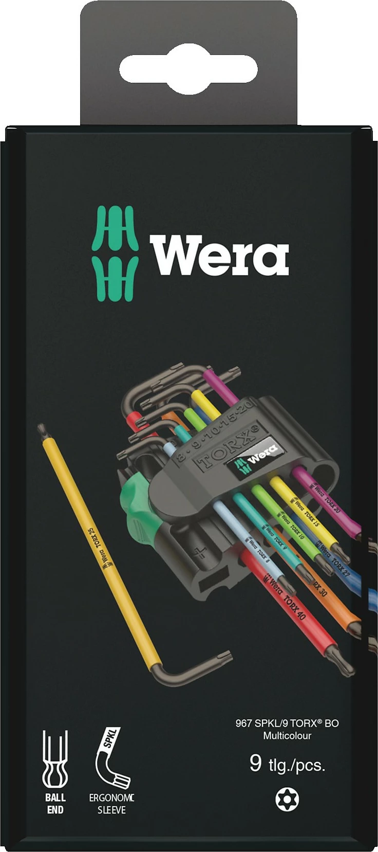Set çelësa L-torx Wera 967/9 TX BO, 9 copë, çelik, multikolor, 80 mm
