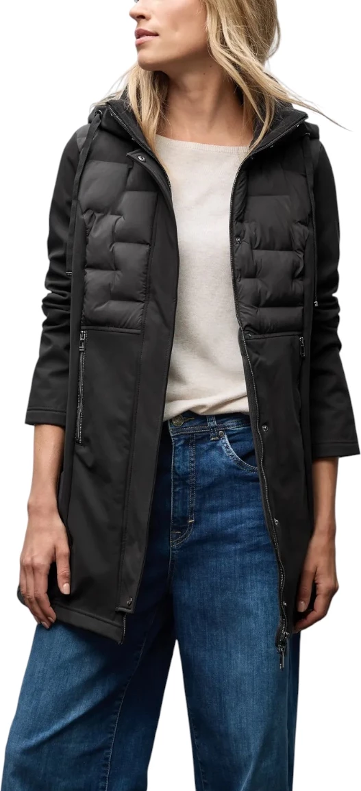 Jakne e gjatë puffer për femra Street One Mat Mix Softshell 202117, e zezë