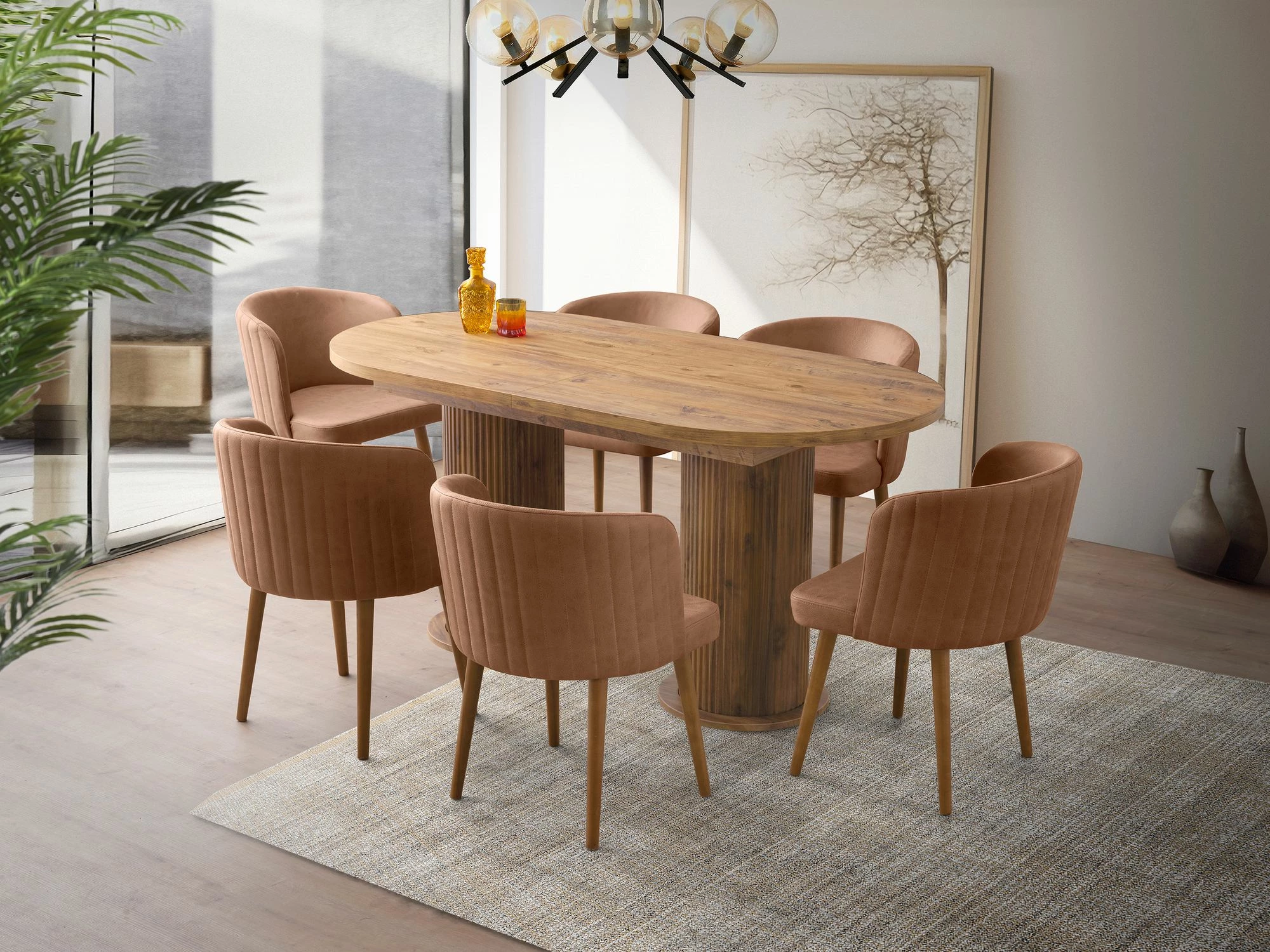 Tavolinë ngrënieje me zgjatje, ngjyrë arre, Skye Decor, Gusto - 2952