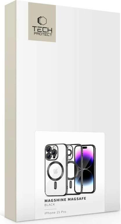 Mbështjellës Tech-Protect MagShine Line MagSafe për iPhone 15 Pro, i zi