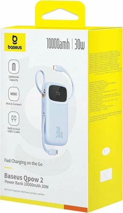 Powerbank Baseus QPow 2 10000mAh 30W, blu