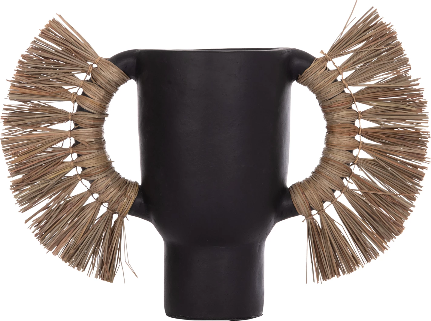 Vazo dekorative tavoline ALICA, terrakotë e zezë, me bar, FH4668.01L, 64x22x38cm