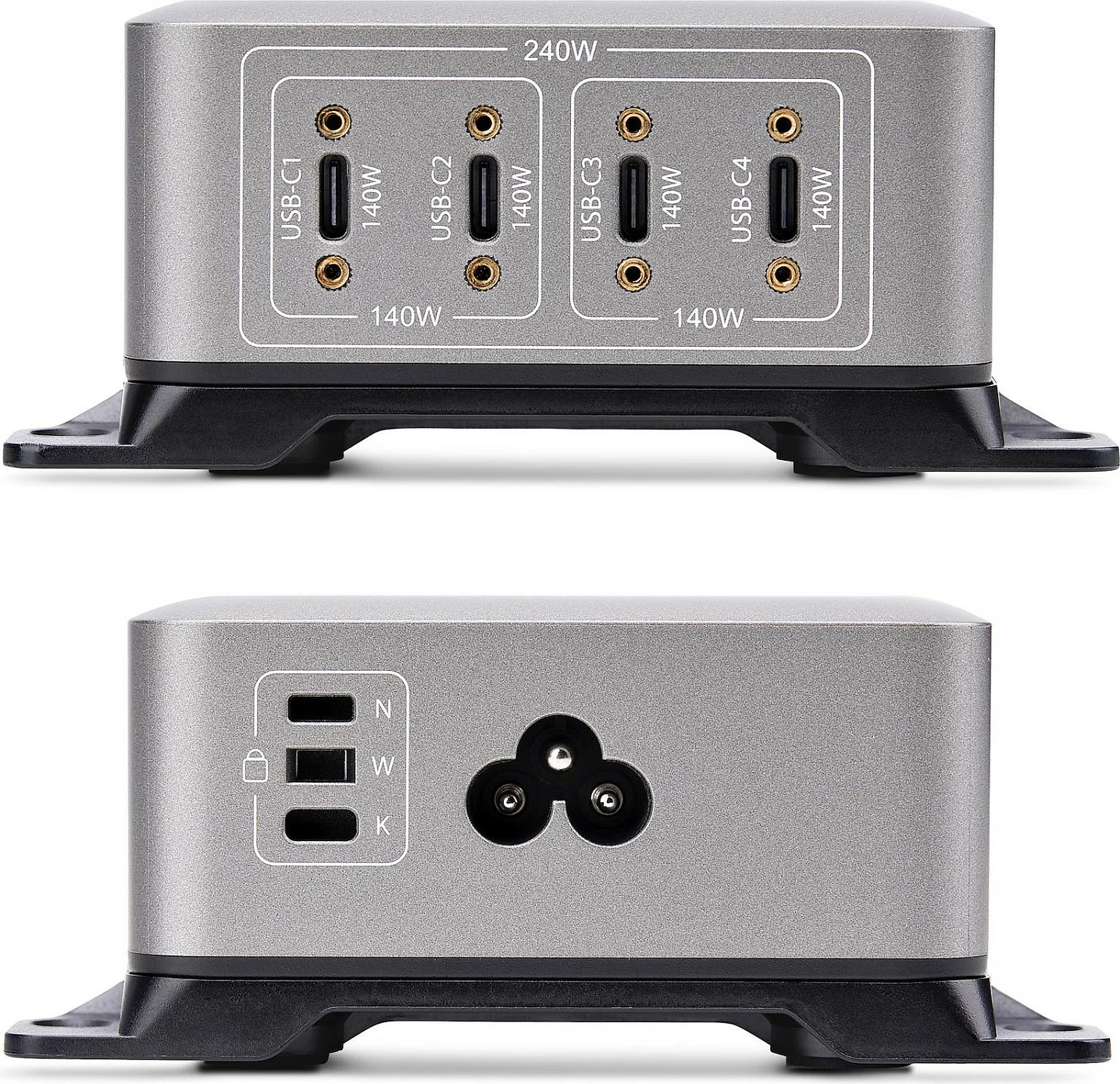 Karikues USB-C StarTech 4-Port 240W PD 3.1 GaN, 140W EPR, 1.8 m, gri
