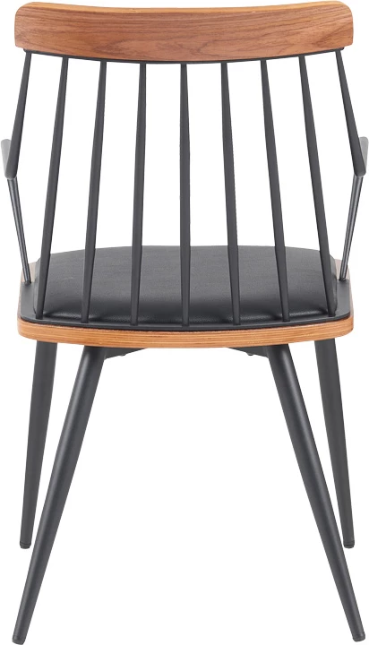 Karrige me krahë Posse, metal i zi, dru arre, lëkurë artificiale e zezë, 52x59x83cm