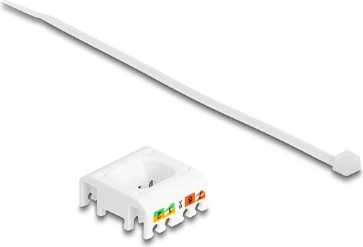 Modul Keystone DeLOCK RJ45 në LSA Cat6A Slim, toolless, argjendtë/bardhë