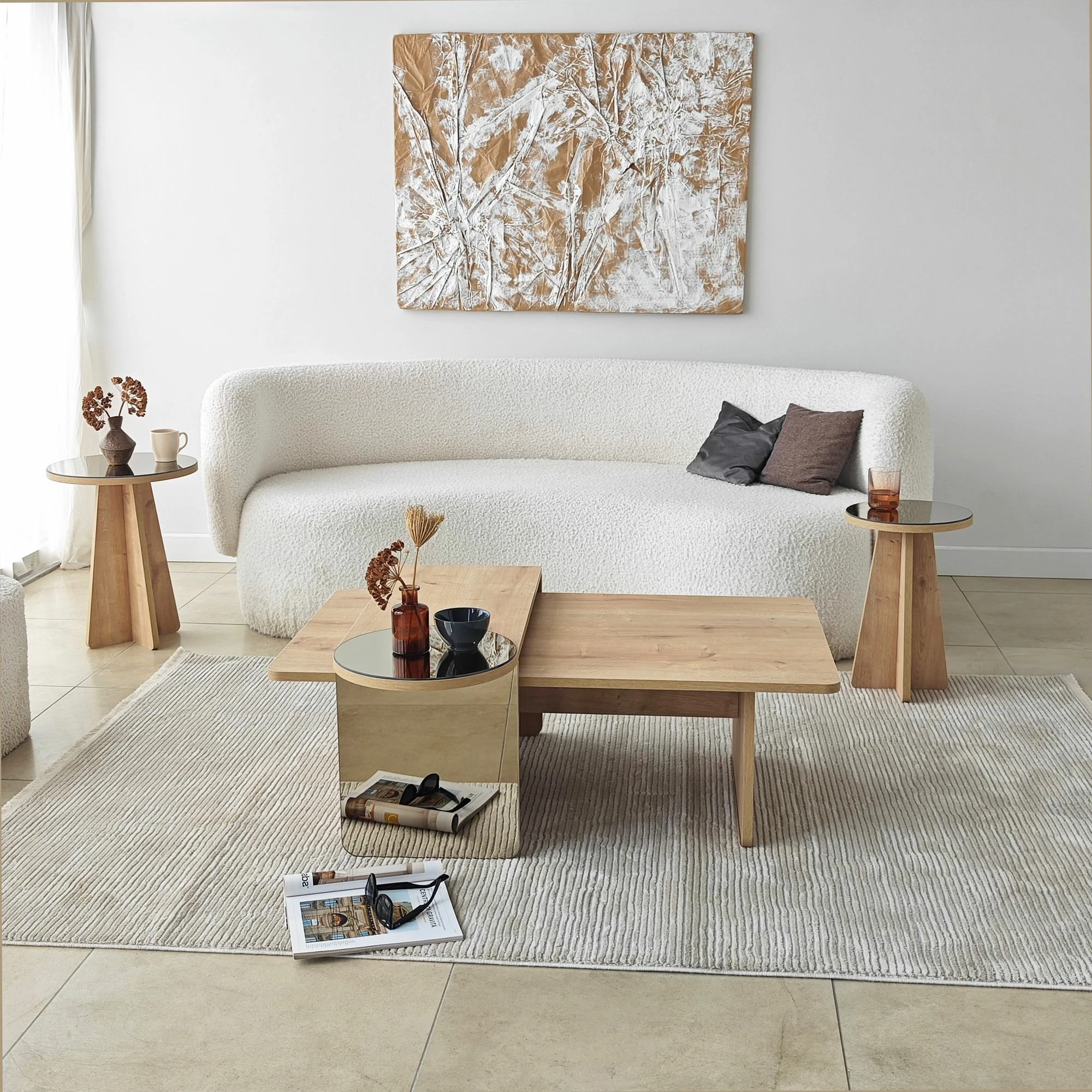 Set tavolinash kafeje Skye Decor, Luna 4, bronzie, lisi sapphire