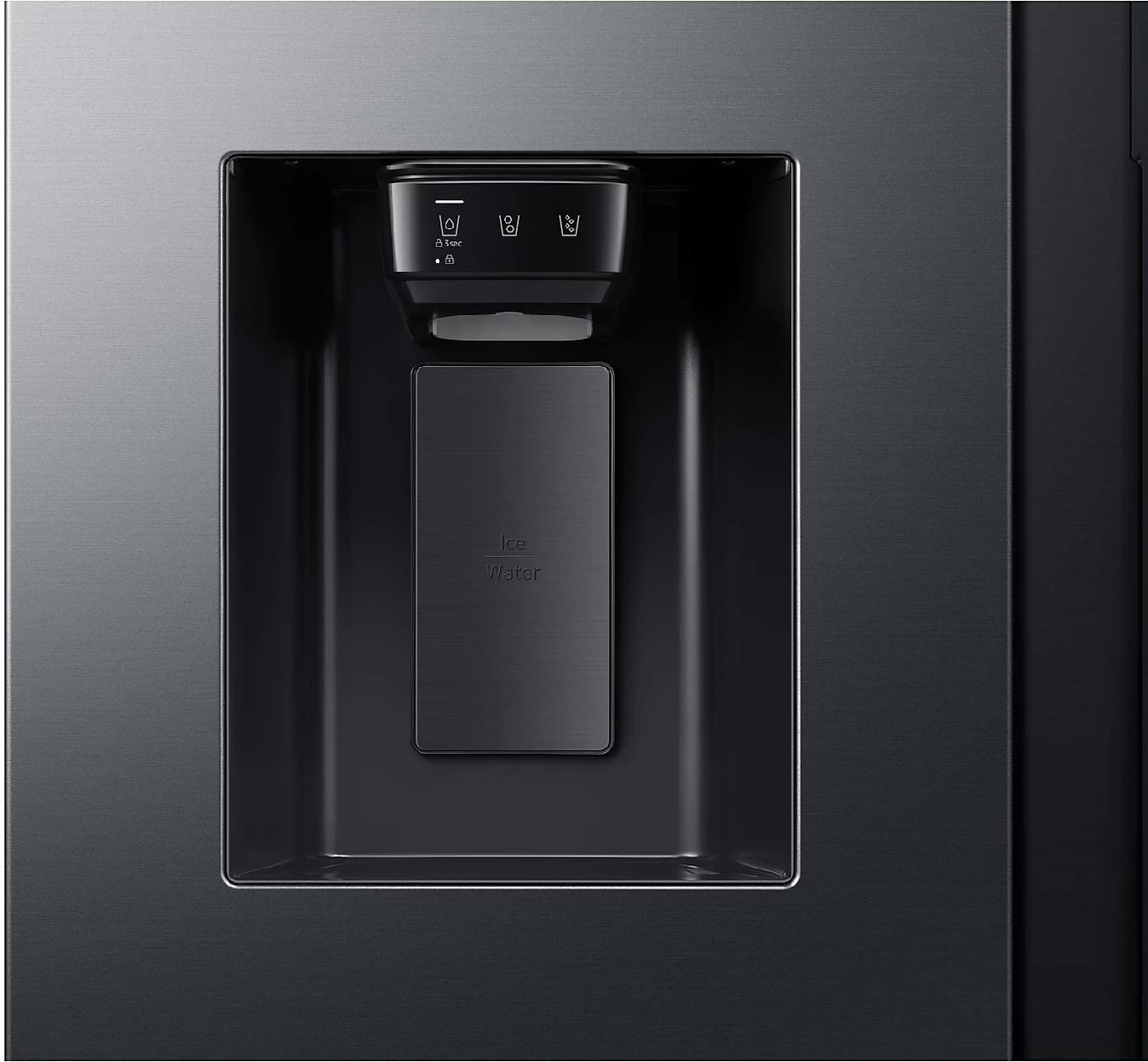 Frigorifer side-by-side Samsung SBS RS70F64KETEO 635 L, dispenser ujë dhe akull, Wi‑Fi SmartThings, AI Energy, klasë E, e zezë matte metal