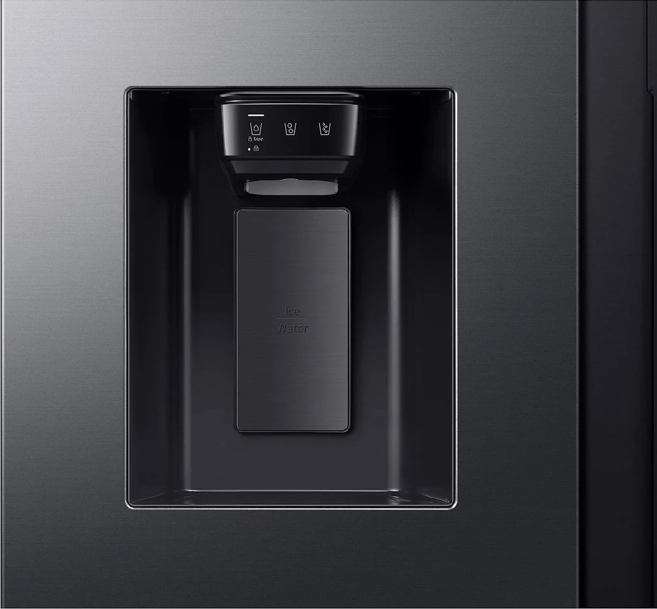 Frigorifer side-by-side Samsung SBS RS70F64KETEO 635 L, dispenser ujë dhe akull, Wi‑Fi SmartThings, AI Energy, klasë E, e zezë matte metal