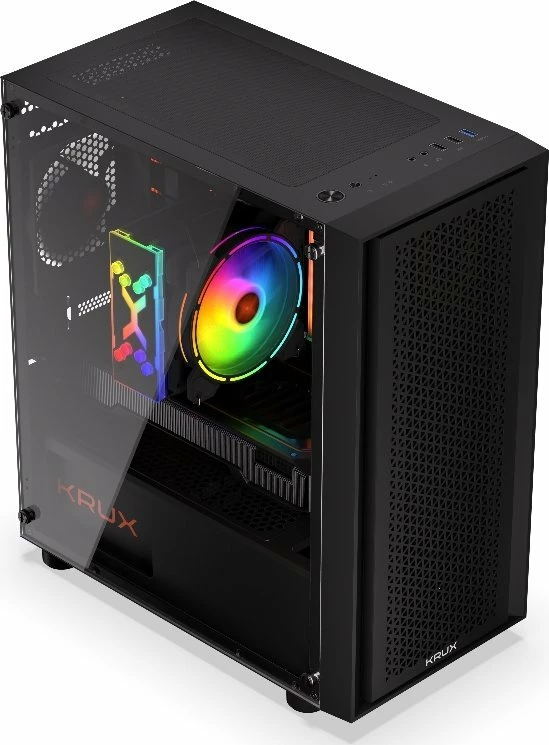 Kasë Krux Scor KRXD002 Cube Tower microATX/Mini-ITX me xham të kalitur, e zezë