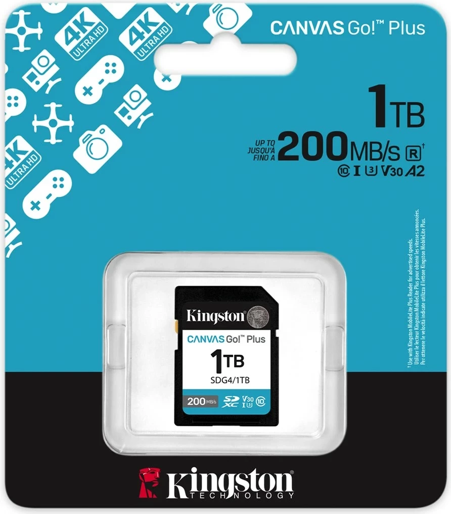 Kartë memorie Kingston Canvas Go! Plus 1TB SDXC, 200MB/s, e zezë
