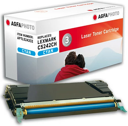 Toner AgfaPhoto APTL5242CE, kompatibil Lexmark C5242CH, Cyan