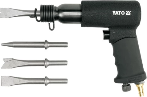 Çekiç daltimi pneumatik Yato YT-0990, 3200 goditje/min, 1/4\", 1.5 kg, set me 4 daltë, i zi