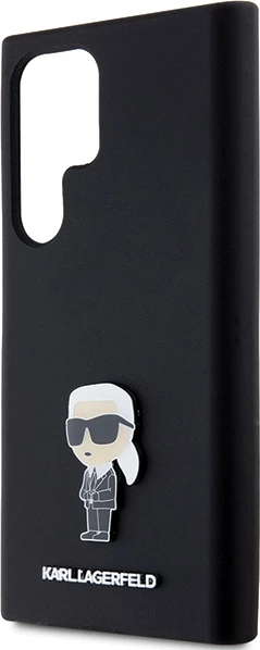 Mbështjellës Karl Lagerfeld Silicone Ikonik Metal Pin për Samsung Galaxy S23 Ultra, i zi