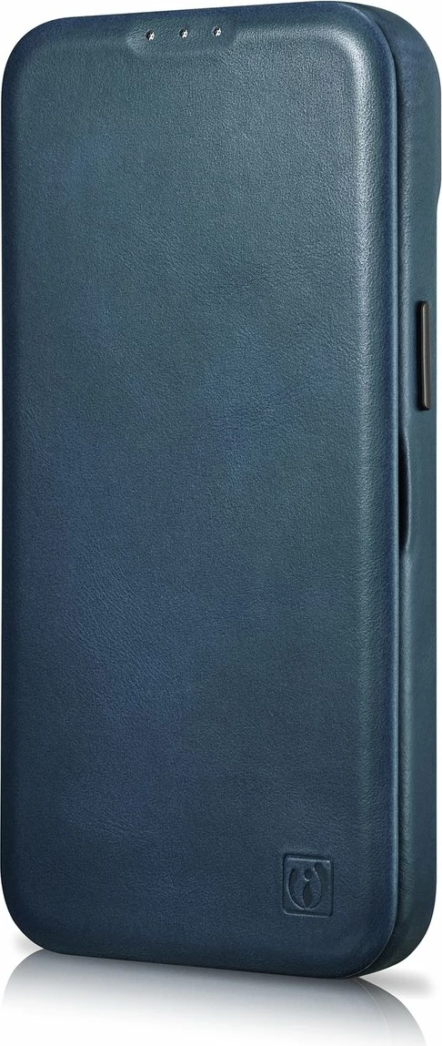 Mbështjellës iCarer Oil Wax Premium Leather Folio për iPhone 14 Pro Max, MagSafe, Kaltër