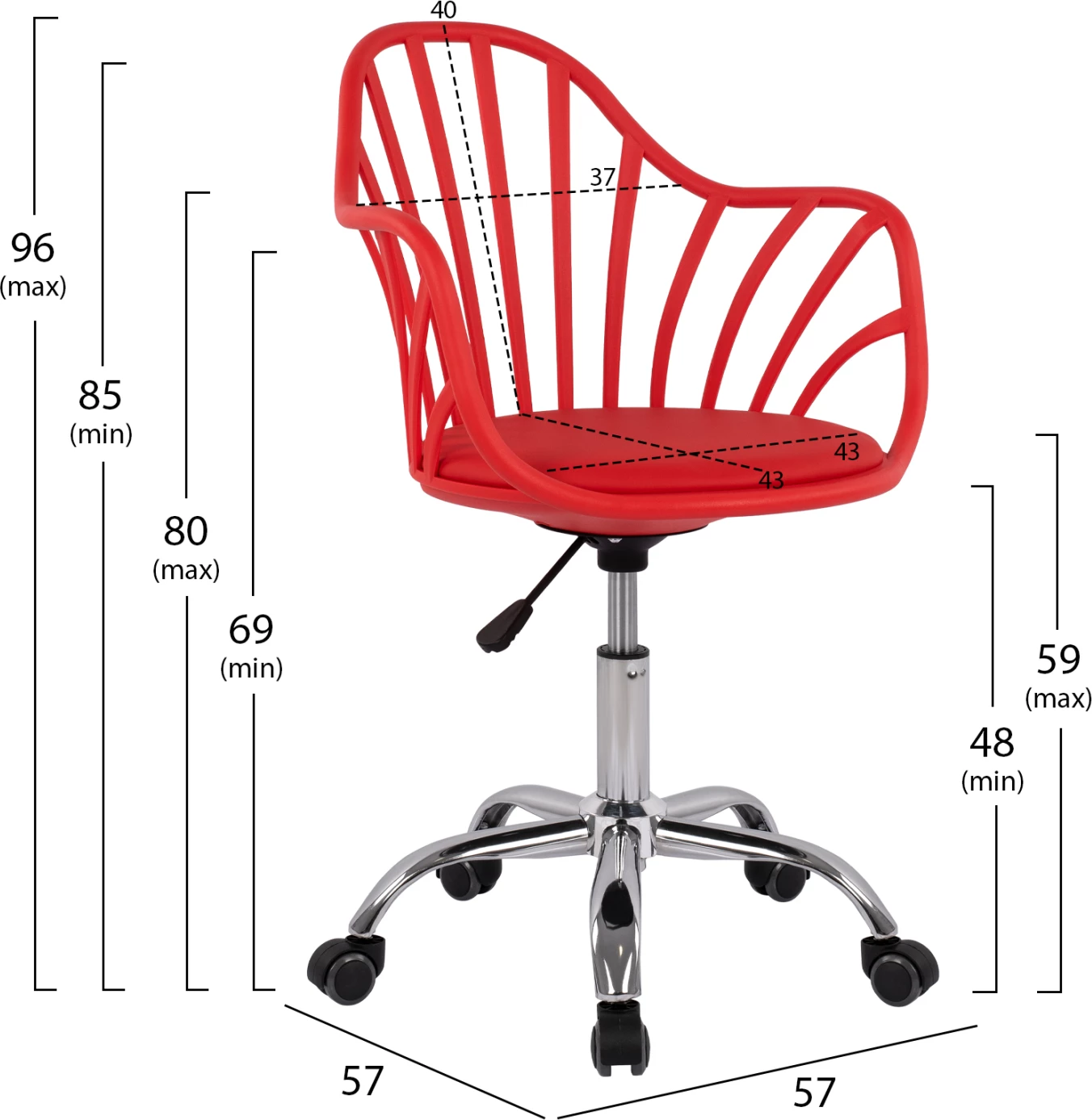 Karrige zyre BECKY FH8457.04 ngjyrë e kuqe 57x57x96 cm