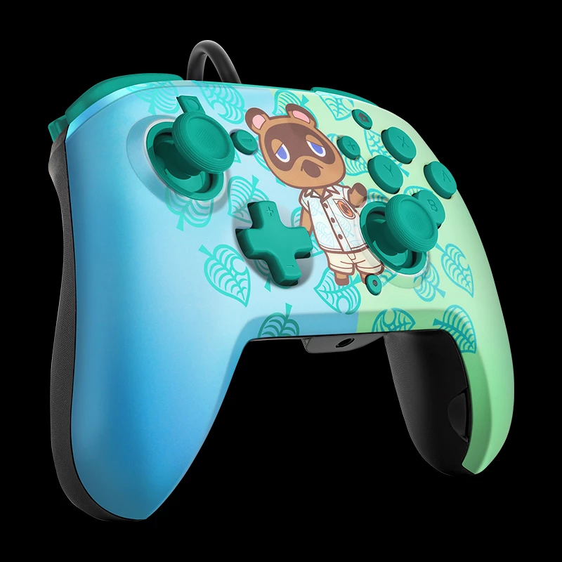 Kontroller me kabllo PDP Wired Deluxe Face Off për Nintendo Switch, Animal Crossing, me audio jack 3.5mm, kabllo USB 3m, jeshile/kaltër
