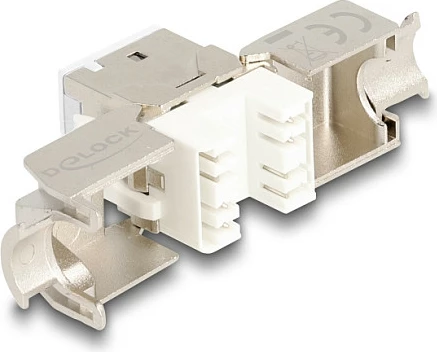Modul Keystone DeLOCK RJ45 Cat6A, pa vegla, set 10 copë, i bardhë