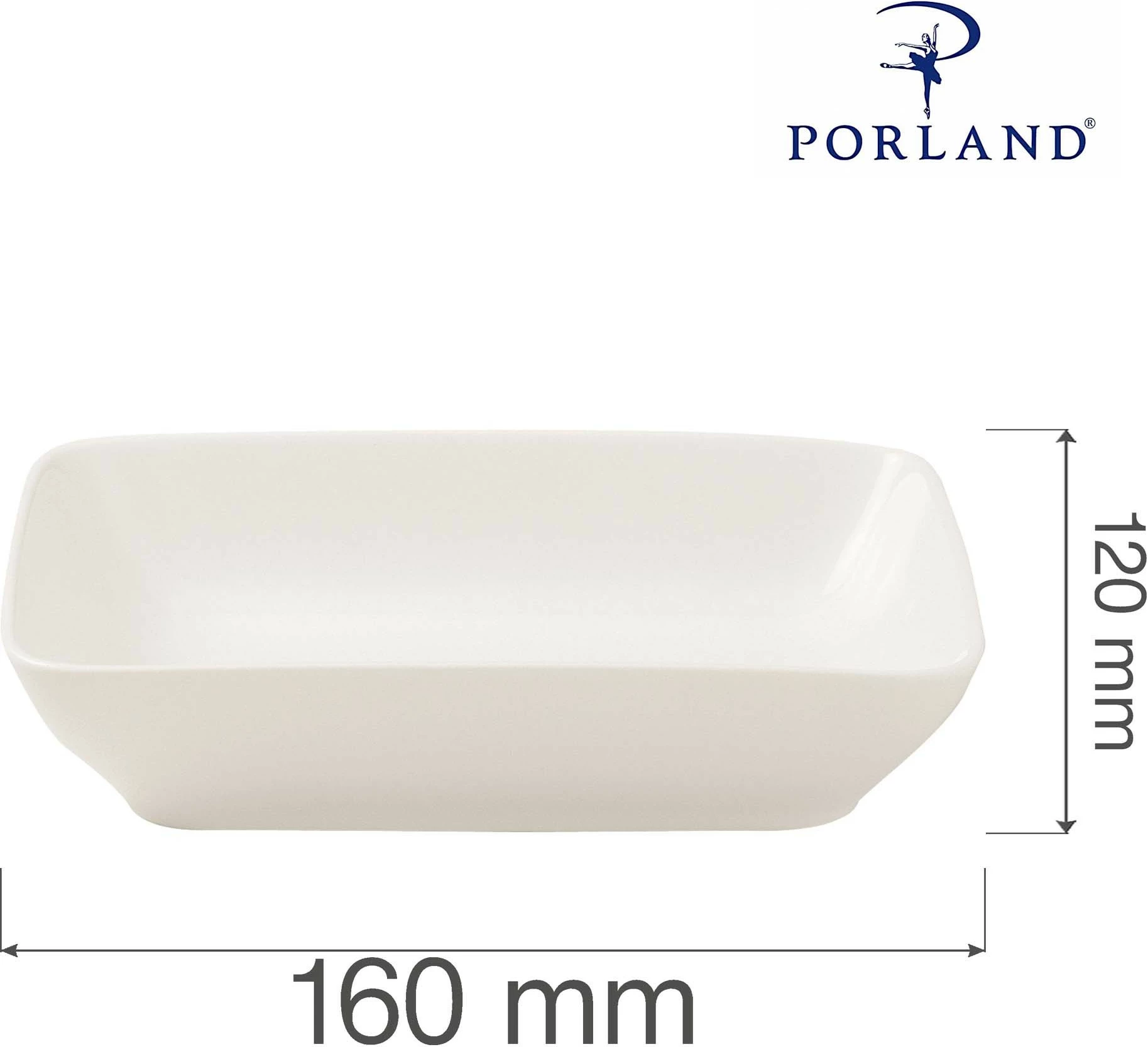 Pjatë servirjeje Porland Dove 160x120 mm, krem, set 6 copë