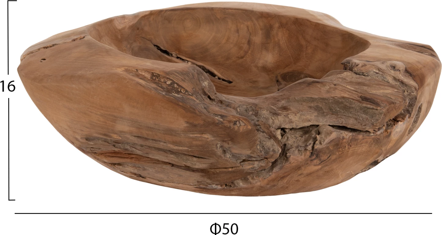 Enë dekorative për tavolinë YOKI FH9629 dru tik Φ50x16Hcm
