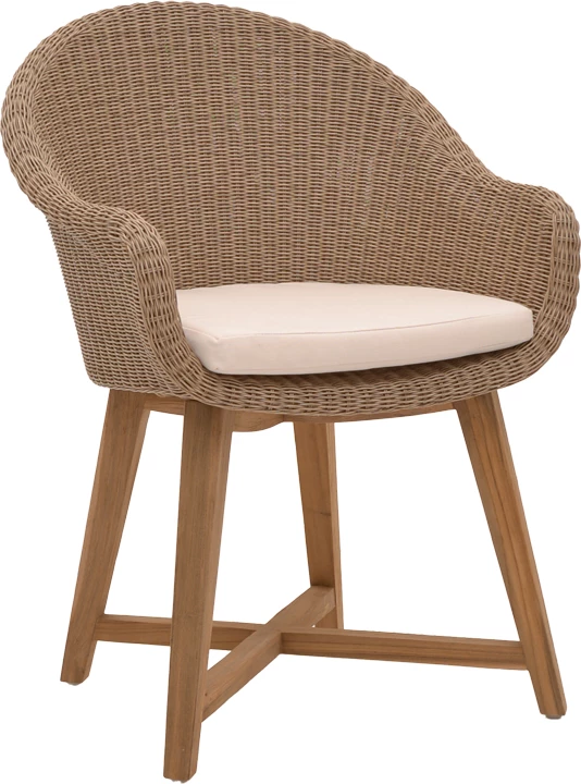 Karrige Solso skelet alumini me këmbë dru tik ngjyrë natyrale dhe pe rattan 62x58x78cm