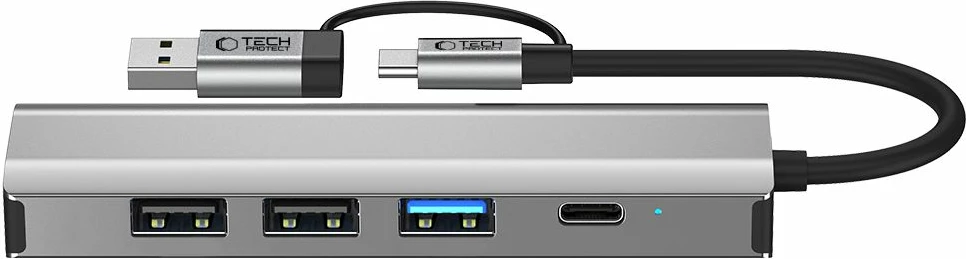 Adapter HUB Tech-Protect HB03 5in1, USB-C/USB-A, RJ45, Gri