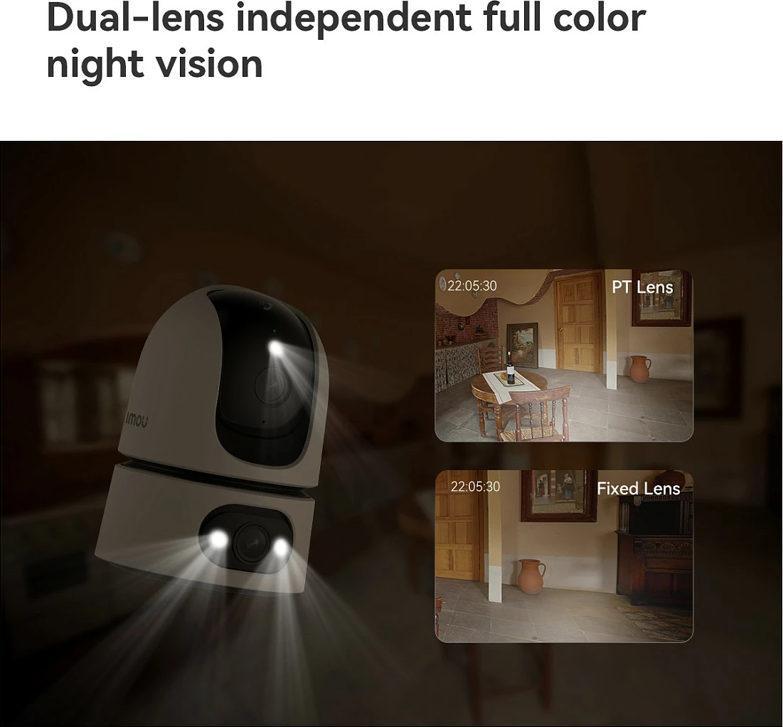 Kamerë sigurie IP Imou Ranger Dual Pro 6MP, Wi‑Fi 6, PTZ 360°, MicroSD, e bardhë