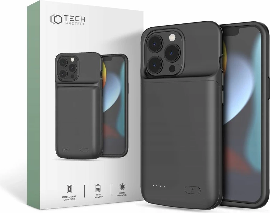 Mbështjellës Tech-Protect PowerCase për iPhone 13 / 13 Pro me powerbank 4800mAh, Zi