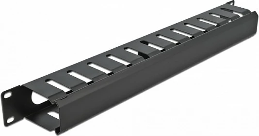 Panel menaxhimi kabllosh DeLOCK 19" 1U, metal, 2 hapje, i zi