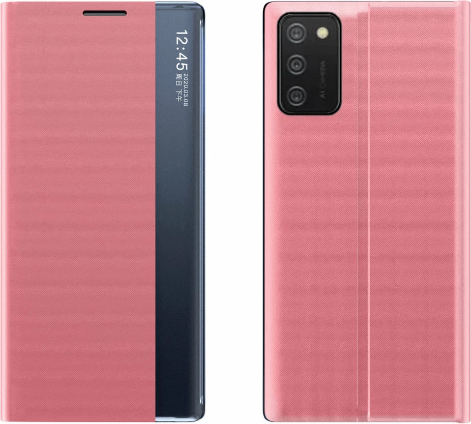 Mbështjellës Hurtel për Samsung Galaxy A03s, me kapak dhe mbajtës, Rozë