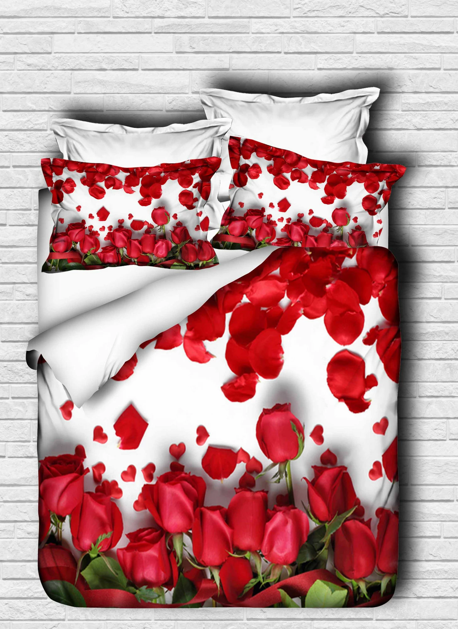Set mbulesë për jorgan king size, L'essentiel, 124, ngjyrë e kuqe, e bardhë, e gjelbër