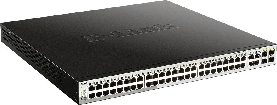 Switch D-Link DGS-1210-52MP PoE, 48 porte Gigabit, 4 porte SFP, rackmount, i zi