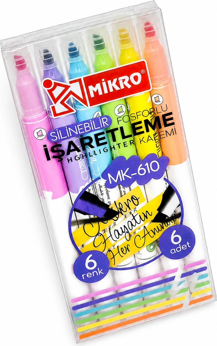 Mikro MK-610 – Set Markerësh Fosforeshentë që Fshihen (6 Ngjyra)