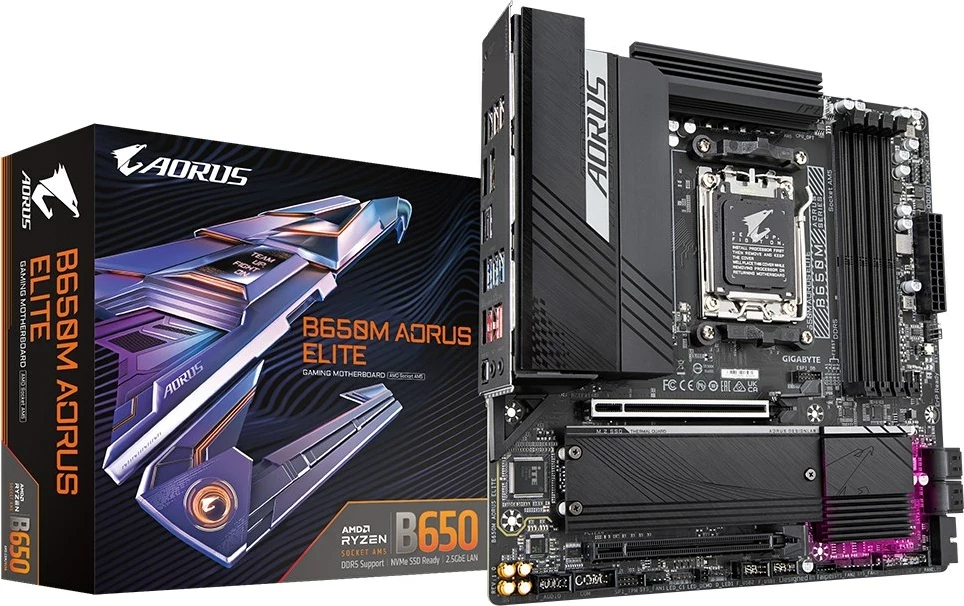 Pllakë amë Gigabyte B650M AORUS ELITE, Socket AM5, për AMD Ryzen, DDR5, PCIe 5.0, 2.5GbE LAN