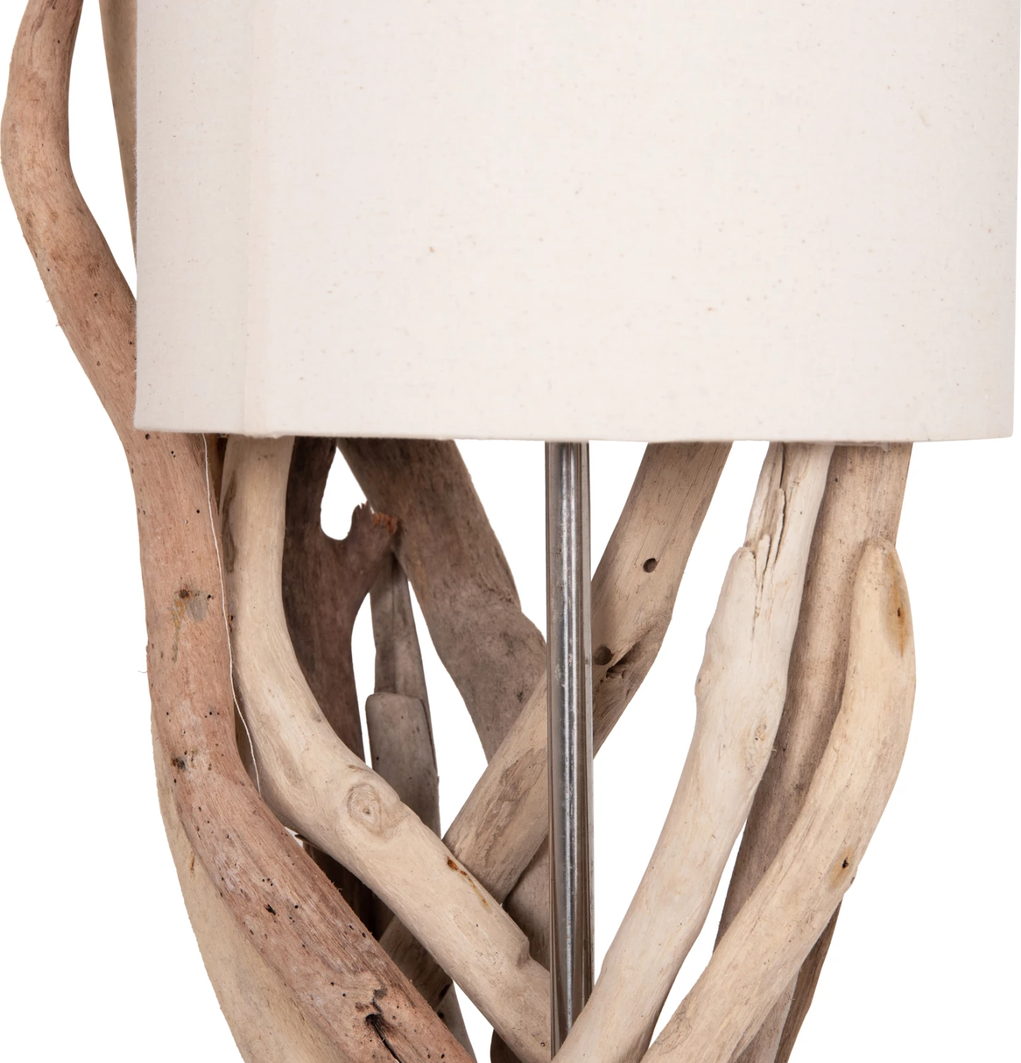Llambë tavoline BRAMBLE, dru driftwood natyral, kapak i bardhë, Φ28x65cm
