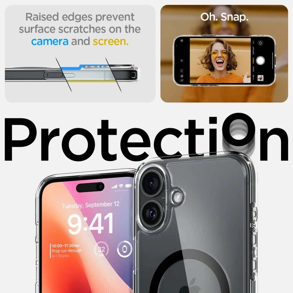 Mbështjellës Spigen Ultra Hybrid Mag për iPhone 16 Plus, MagSafe, TPU + polikarbonat, standard MIL-STD 810G, i zi