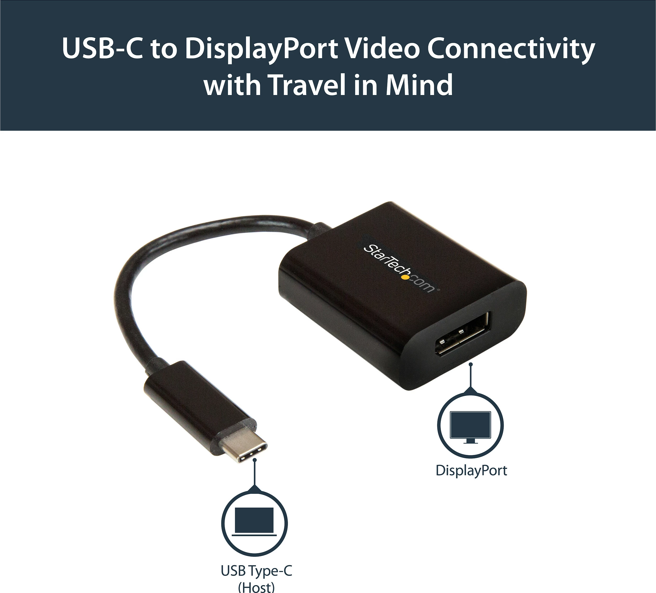Adapter StarTech.com CDP2DP USB-C në DisplayPort, 4K 60Hz/8K 30Hz, DP 1.4, i zi