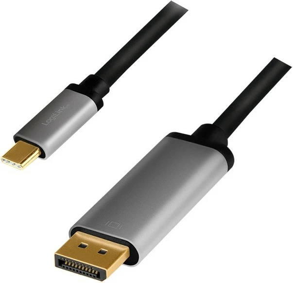 Kabllo USB-C në DisplayPort LogiLink CUA0100, 1.8m, 4K 60Hz, Zezë/Gri
