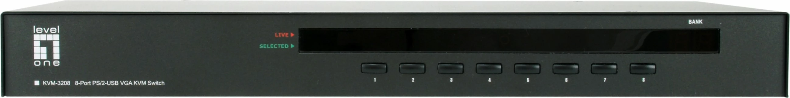 Switch KVM LevelOne 8-Port PS/2-USB VGA, 2048 x 1536 pixels, Rack mounting, 1U, e zezë