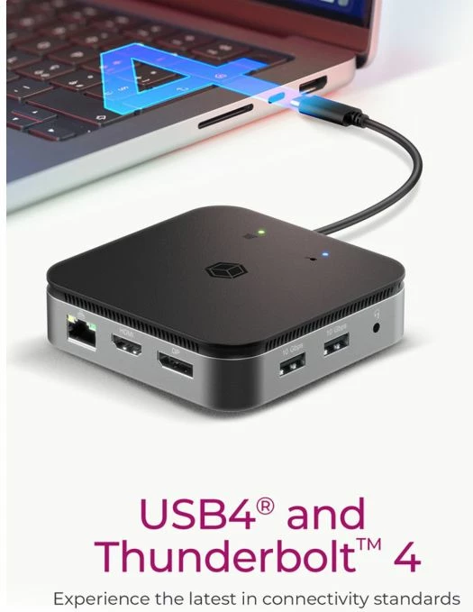 Docking station ICYBOX IB-DK408-C41 USB4 7në1 dual video 60W Power Delivery, antracit