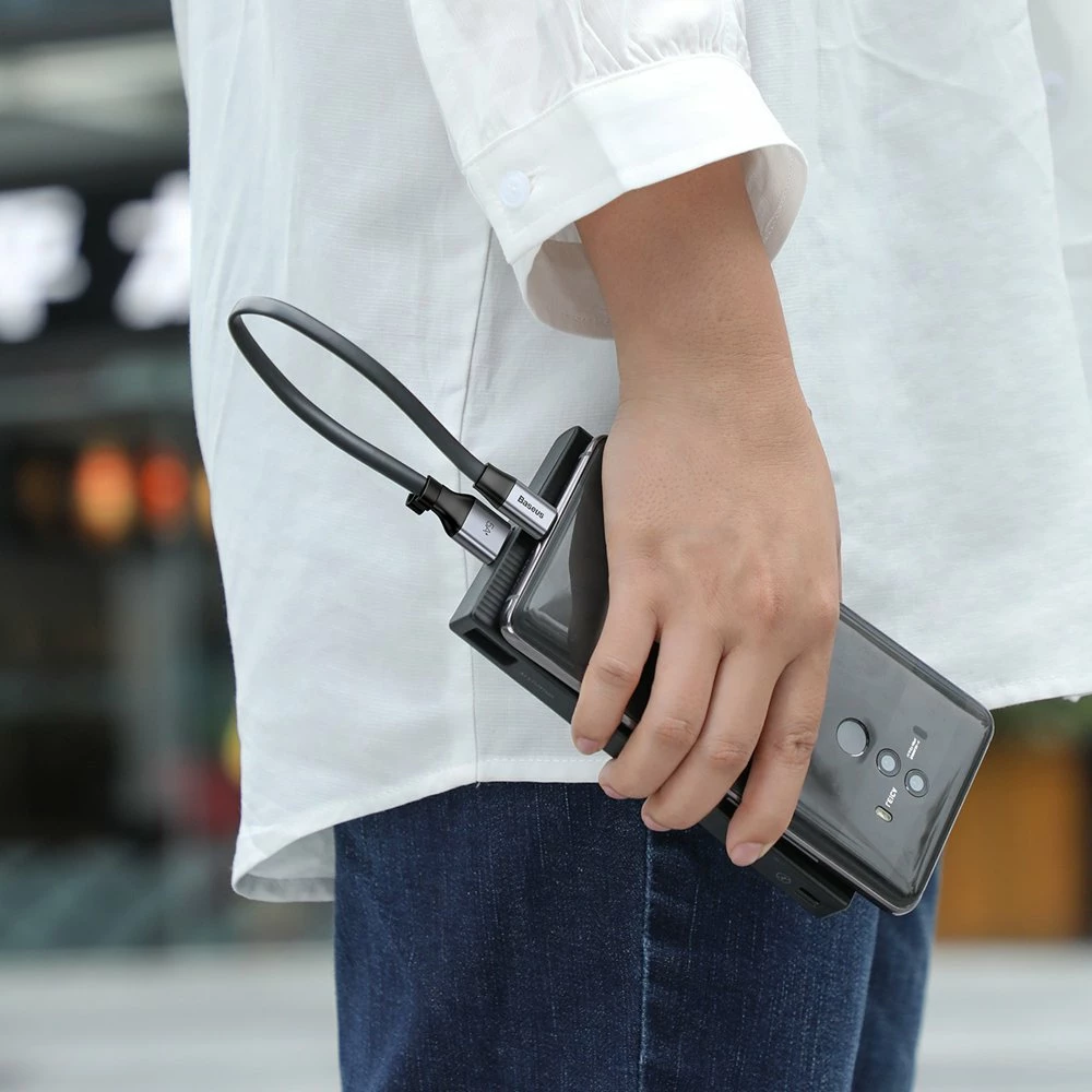 Kabllo USB-C Baseus Simple CATMBJ-BG1, 23cm, 40W, e zezë/argjendtë